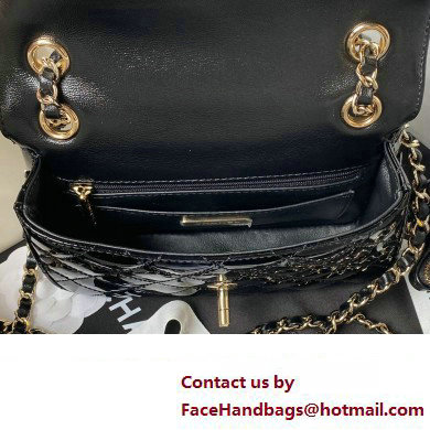 chanel Mirror Calfskin, Calfskin  &  Gold-Tone Metal Mini Flap Bag  &  Star Coin Purse AS4646 Black 2024